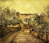 Port Canvas Paintings - The Lane to Port Lligat with View of Cap Creus